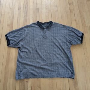 Vintage Trader Bay Oversized Polo Shirt Mens 2XL XXL Gray Check Golf Summer